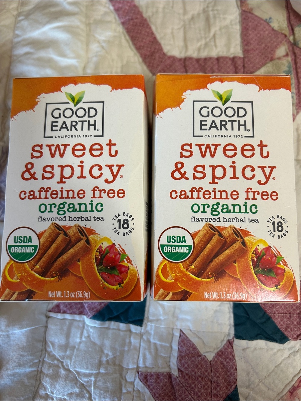 Sweet & Spicy Organic Caffeine-Free Herbal Tea - Orange Packaging